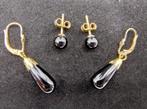 Zilveren oorbellen set, Onyx, 925, Info@zilverwebsite.nl, Verzenden, Zwart, Zo goed als nieuw