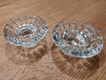 2x glazen kaarsenhouder en/of theelichtjeshouder
