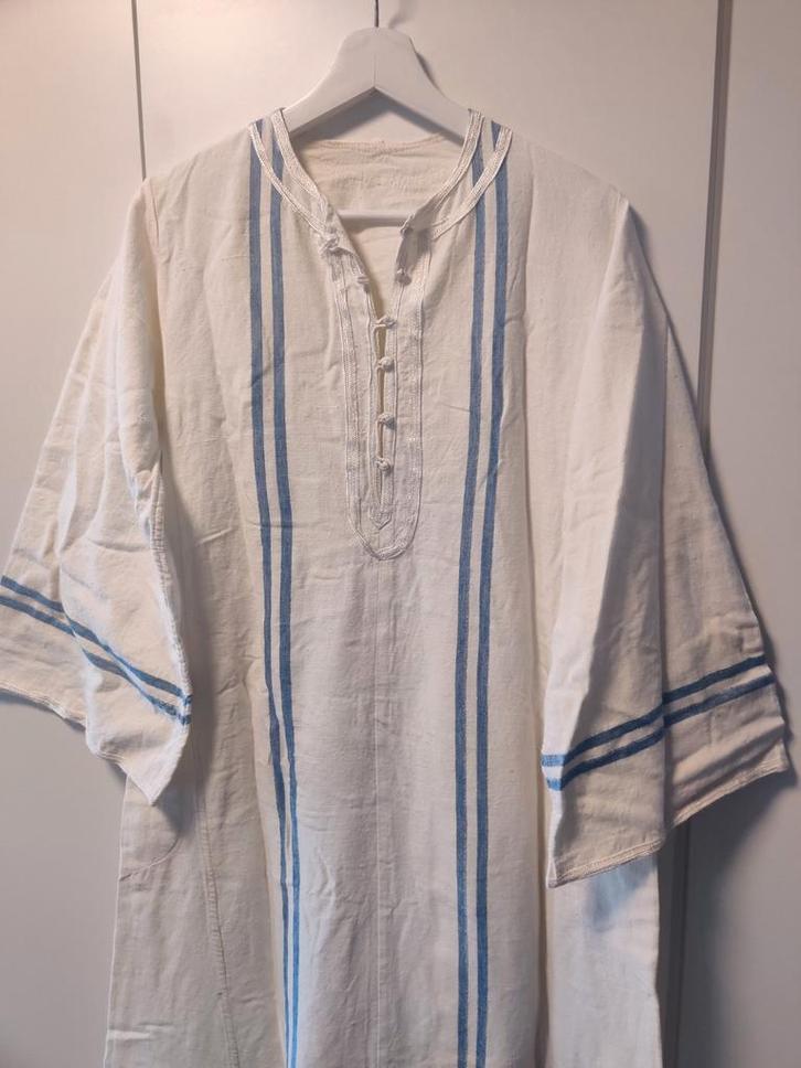 Exclusieve Kaftan uit Israël – 140 cm – Blauw/wit design, Kleding | Heren, Overige Herenkleding, Zo goed als nieuw, Ophalen of Verzenden