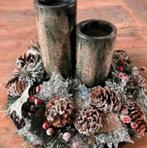 Schaal met waxinelichtjes en kunsttakken kerst, Huis en Inrichting, Woonaccessoires | Kransen, Ophalen of Verzenden, Zo goed als nieuw