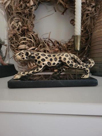 Luipaard op marmeren plaat - Decoratief beeld beschikbaar voor biedingen