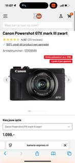 NIEUW Canon g7 x mark iii, Audio, Tv en Foto, Fotocamera's Digitaal, Ophalen of Verzenden, Zo goed als nieuw, Canon