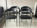 4x Fasem Italy P40 stoel Giancarlo Vegni 80s vintage stoelen, Ophalen, Gebruikt, Zwart, Metaal