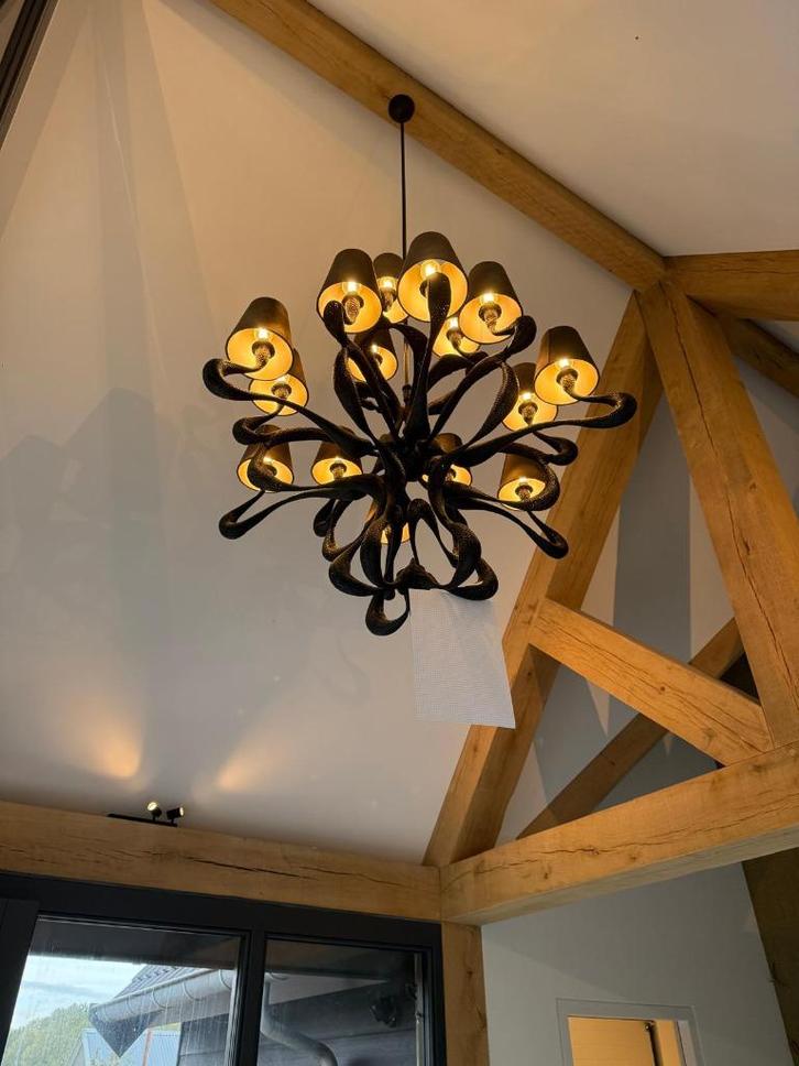 Jacco Maris ODE 1647 15 lampen Ø110cm zwart koper, Huis en Inrichting, Lampen | Hanglampen, Zo goed als nieuw, 75 cm of meer, Metaal