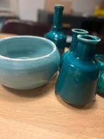 Turquoise vazen/potten set binnen, Huis en Inrichting, Woonaccessoires | Vazen, Ophalen, Overige kleuren, Aardewerk of Porselein