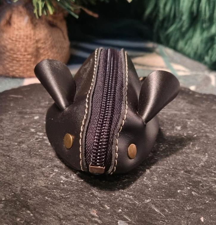 Zwart leren muis portemonnee, Sieraden, Tassen en Uiterlijk, Portemonnees, Nieuw, Overige merken, Zwart, Leer, Verzenden