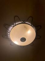 Plafondlamp met sierlijk metaal, twee stuks met korting, Ophalen, Gebruikt, Glas
