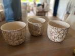 Drie potten met craquelé motief, merk Amano, Gebruikt, Rond, Binnen, Ophalen of Verzenden