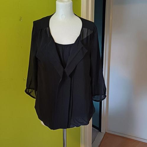 Zwarte dubbeltop van Mexx maat L, Kleding | Dames, Tops, Zo goed als nieuw, Maat 42/44 (L), Zwart, Korte mouw, Ophalen of Verzenden