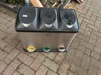 Rvs Prullenbak Homra afval scheiden 3x pedaalemmer in 1 RVS, Huis en Inrichting, Woonaccessoires | Prullenbakken, 40 liter of meer