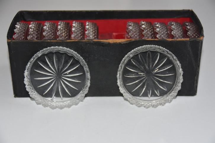 Oude set kristallen onderzetters, Antiek en Kunst, Antiek | Glas en Kristal, Ophalen of Verzenden