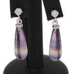 Diamant solitair 18k goud fluoriet dame oorbellen fraai luxe, Hangers, Voordeelsieraden, Ophalen of Verzenden, Zo goed als nieuw