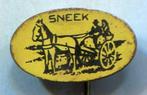 2 SNEEK paard en wagen geel/groen blik speldjes ( W_433+a), Verzamelen, Verzenden, Nieuw, Merk, Speldje of Pin