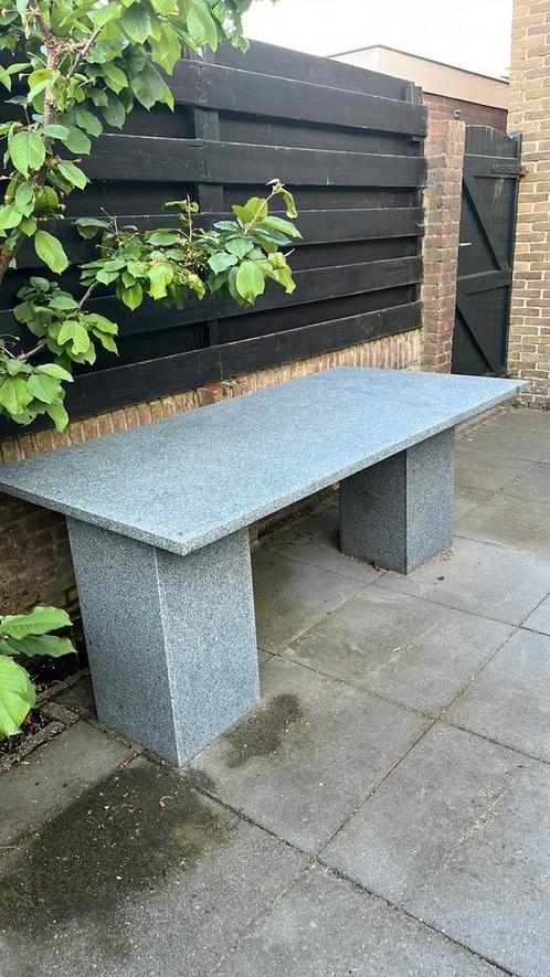 Tuintafel natuursteen, Tuin en Terras, Tuintafels, Gebruikt, Rechthoekig, Ophalen