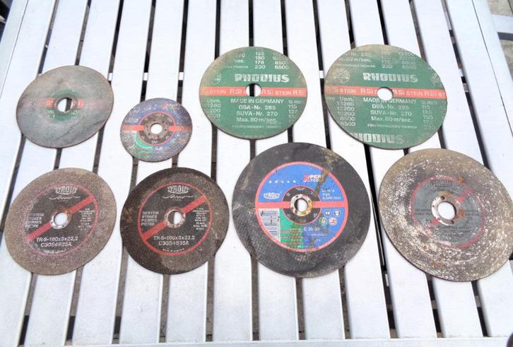 8 Doorslijpschijven - merken Rhodius en Tyrolit -, Doe-het-zelf en Verbouw, Gereedschap | Machine-onderdelen en Toebehoren, Gebruikt
