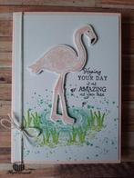 kaart Stampin' Up! Happy birthday (flamingo), Nieuw, Ophalen of Verzenden