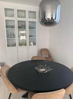 Massief eiken eettafel met metalen spinpoot onderstel, Huis en Inrichting, Ophalen, Gebruikt, 100 tot 150 cm, Modern, tijdloos