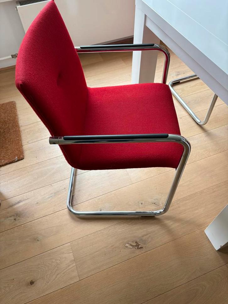 Rode Arco Stoel met Armleuningen, Huis en Inrichting, Stoelen, Gebruikt, Eén, Metaal, Rood, Ophalen