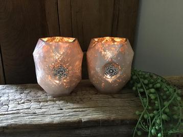 NIEUW PTMD windlichtjes met straas steentjes beschikbaar voor biedingen