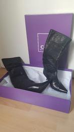 Zwarte lederen laarzen met naaldhak mt 38, Ophalen, Hoge laarzen, Zwart, Zo goed als nieuw