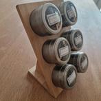 Theeblikjes op houder - Kruidenrek, Ophalen of Verzenden, Gebruikt