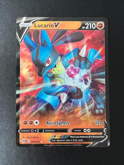 Lucario V 146/264, Hobby en Vrije tijd, Verzamelkaartspellen | Pokémon, Zo goed als nieuw, Losse kaart, Ophalen of Verzenden