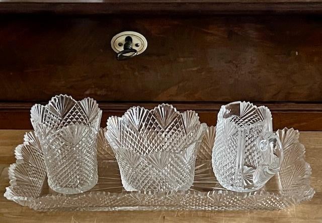 ROOMSTEL ONDERBLAD ALS CAKESCHAAL, DIAMANT/WAAIER,, Antiek en Kunst, Antiek | Glas en Kristal, Verzenden