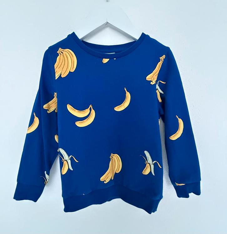 Name it leuke sweater blauw met bananen trui pullover 98, Kinderen en Baby's, Kinderkleding | Maat 98, Zo goed als nieuw, Jongen of Meisje