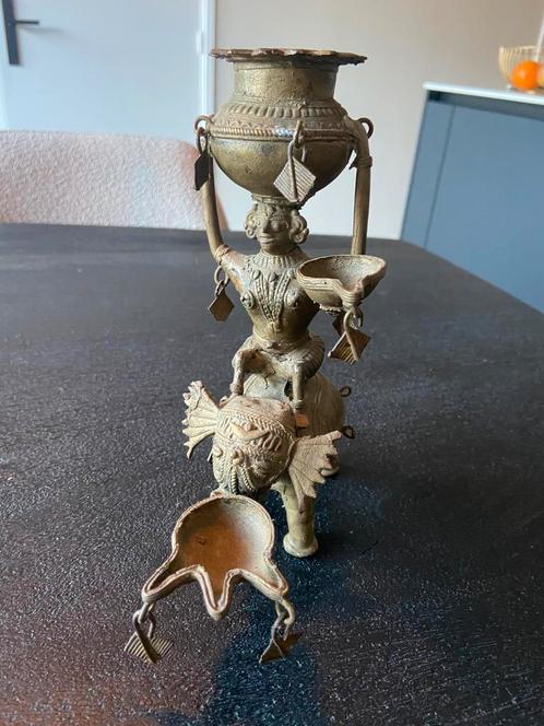Antiek brons Rituele India Deity olifant olielamp bronzen…, Antiek en Kunst, Antiek | Koper en Brons, Brons, Ophalen of Verzenden