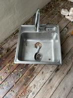RVS Wasbak met Kraan, Gebruikt, Minder dan 100 cm, Grijs, 25 tot 50 cm