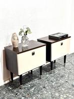 Set Vintage Retro Nachtkastjes, Ophalen of Verzenden, Zo goed als nieuw, Hout, Minder dan 55 cm