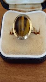 Prachtige antieke gouden ring met tijgeroog, Goud, 18 tot 19, Goud, Met edelsteen