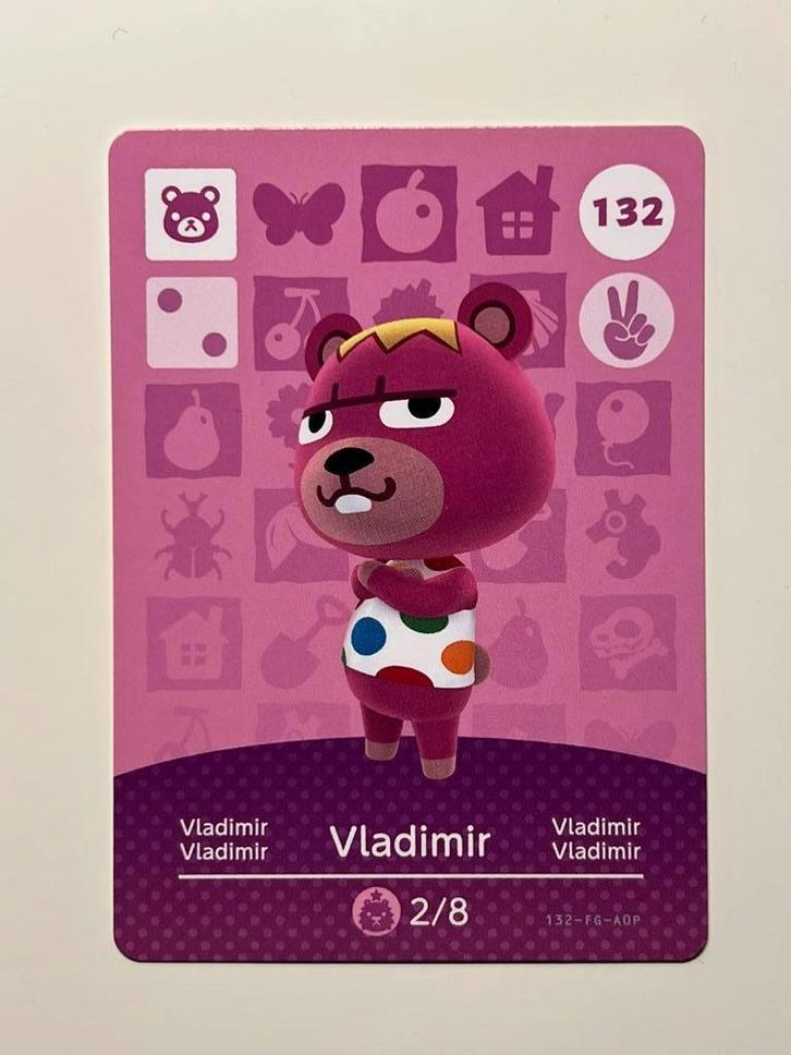 Nintendo Animal Crossing Cards - Series 2 - card 132 Vladimi, Spelcomputers en Games, Games | Nintendo Switch, Zo goed als nieuw