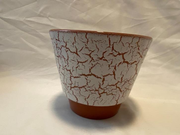 Retro Mooie ADCO bloempot met frozen exterieur, Tuin en Terras, Bloempotten, Gebruikt, Aardewerk, Binnen, Minder dan 40 cm, Minder dan 25 cm
