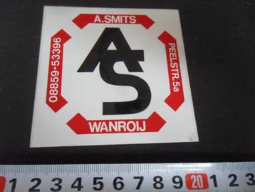 sticker Wanroij A. Smits  Peelstraat 5a  08859-53396 *  beschikbaar voor biedingen