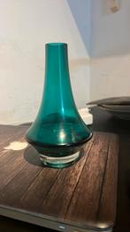 Riihimäen Lasi Oy Vaasje - Groen & Gesigneerd, Gebruikt, Ophalen of Verzenden, Glas, Minder dan 50 cm