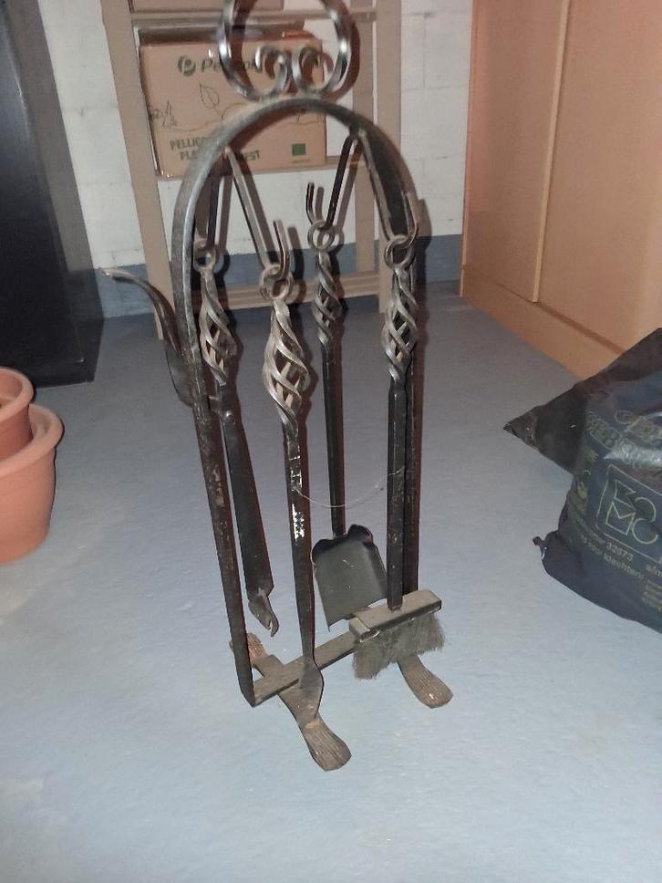 smeedijzeren open haard set, Huis en Inrichting, Haarden, Gebruikt, Houthaard, Ophalen