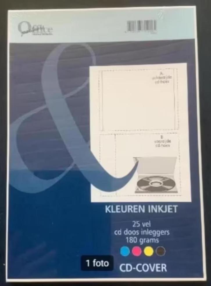 Kleuren Inkjet; 25 vel cd doos inleggers; 180 gram; cd-cover, Diversen, Papierwaren, Nieuw, Ophalen of Verzenden