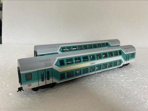 Set (2)Fleischmann H0 Dubbeldekrijtuig 5121k/5125k, Hobby en Vrije tijd, Modeltreinen | H0, Zo goed als nieuw, Wagon, Gelijkstroom