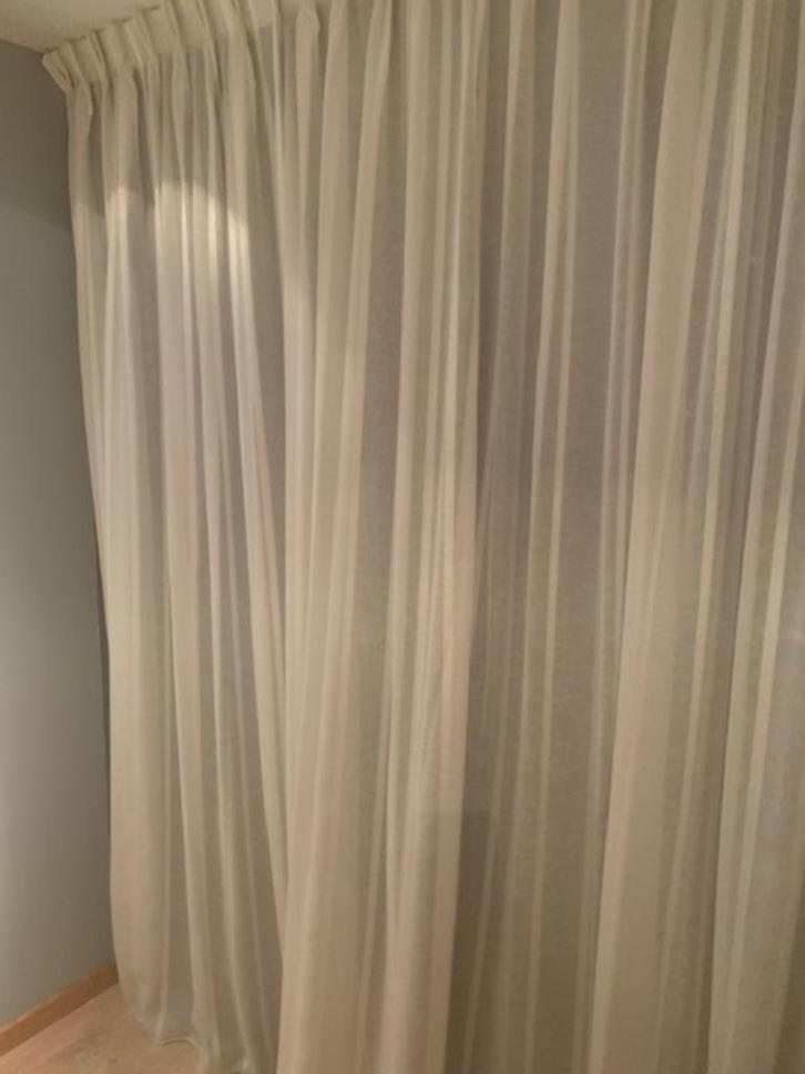 Gordijnen, Huis en Inrichting, Stoffering | Gordijnen en Lamellen, Zo goed als nieuw, 200 cm of meer, 200 cm of meer, Wit, Crème