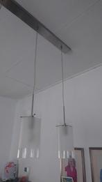 Rvs en glas hanglamp, Ophalen, Zo goed als nieuw, Glas, Minder dan 50 cm