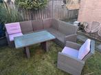 Mooie hoekmodel tuinset met tafel en losse stoel, Tuin en Terras, Ophalen, Gebruikt, Bank, 6 zitplaatsen