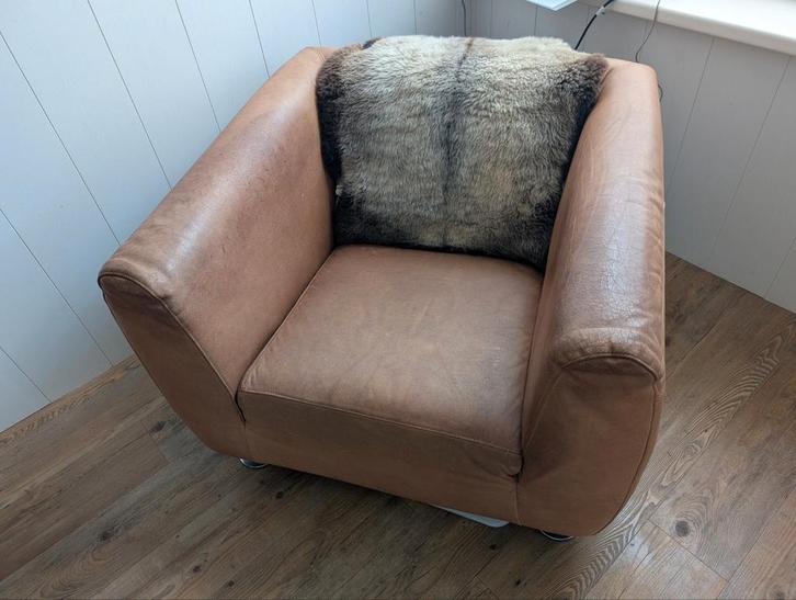 Topform leren stoel, Huis en Inrichting, Fauteuils, Gebruikt, Leer, 75 tot 100 cm, Ophalen