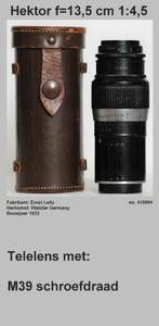 Leica Hektor f=13,5 cm 1:4,5 zwarte uitvoering, Ophalen of Verzenden, Voor 1940, Lens of Lenzen