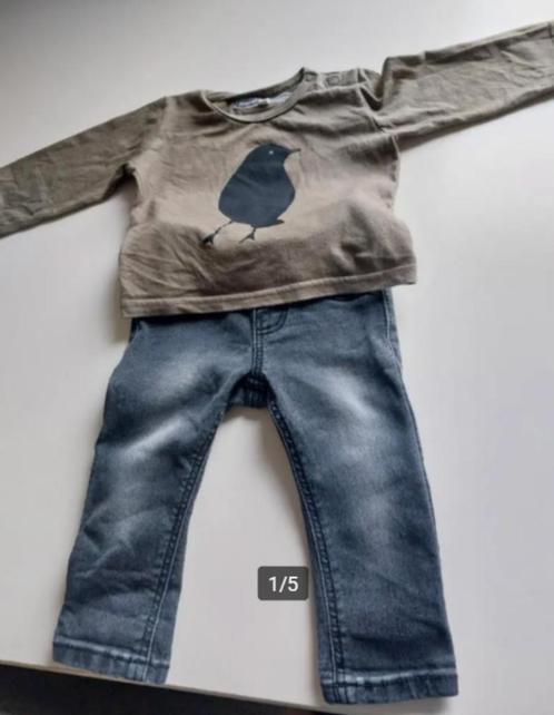 Setje Hema Jogdenim Broekje Shirtje Longsleeve maat 62 Merel, Kinderen en Baby's, Babykleding | Maat 62, Zo goed als nieuw, Jongetje of Meisje