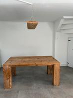Steigerhouten tafel (en lamp), Huis en Inrichting, Tafels | Eettafels, Ophalen, Gebruikt, 100 tot 150 cm, Vijf personen of meer