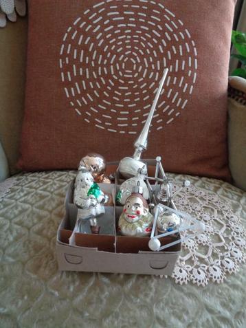 Oude Glazen Kerstbal / Piek Clown Kerstman Huis ** Mimosa ** beschikbaar voor biedingen