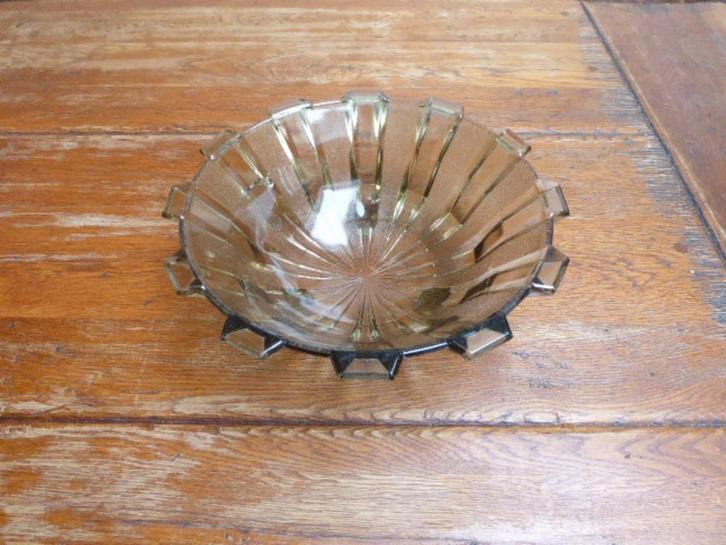 Art deco persglazen schaal, Scailmont Heemskerk, kubiste, Antiek en Kunst, Antiek | Glas en Kristal, Ophalen of Verzenden