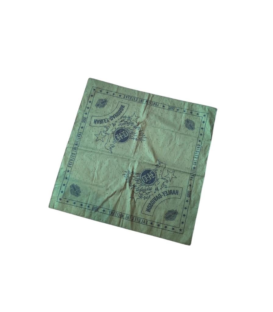 Vintage 90s Harley-Davidson Dark Green Bandana, Harley Davidson, Gebruikt, Gebruiksvoorwerp, Harley Davidson