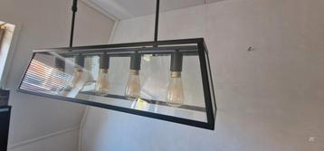 Industriële Eetkamerlamp met Glazen Panel beschikbaar voor biedingen